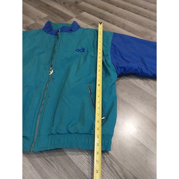 Mens 1980s Vintage Adidas Coat Large Blue Green - Picture 15 of 16